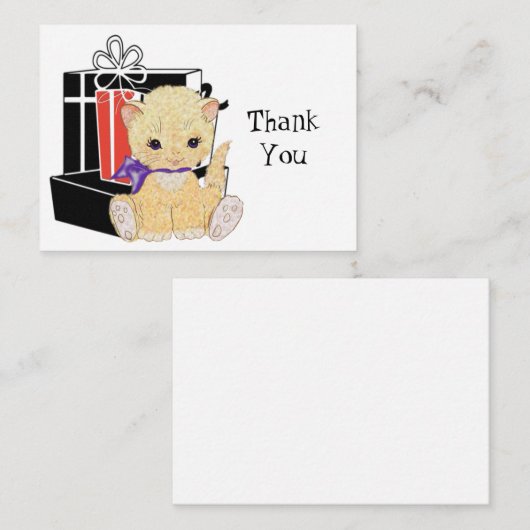 Boîte cadeau Cute Kitten Carte de remerciements (Devant / Derrière)