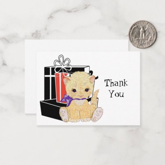 Boîte cadeau Cute Kitten Carte de remerciements (Devant/Arrière en situation)