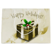 Boîte cadeau de Noël en or Sac cadeau (Devant)