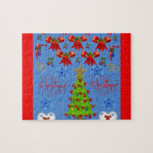 Boîte cadeau de Noël puzzle pour enfants bleu clai (Horizontal)