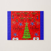Boîte cadeau de Noël puzzle pour enfants rouge (Horizontal)