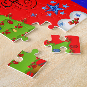 Boîte cadeau de Noël puzzle pour enfants rouge