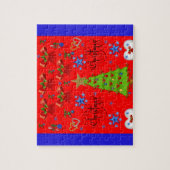 Boîte cadeau de Noël puzzle pour enfants rouge (Vertical)