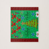 Boîte cadeau de Noël puzzle pour enfants vert fonc (Vertical)