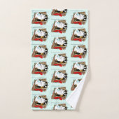 Boîte cadeau drôle de chat calico de Noël (Serviette à main)