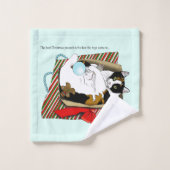 Boîte cadeau drôle de chat calico de Noël (Gant de toilette)