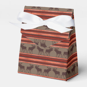 Boite cadeau motif orignal rouge rustique