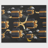 Boîte cadeau noire, et papier d'enveloppement de m (Plat)