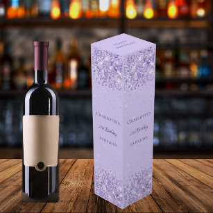 Boite Cadeau Pour Bouteille De Vin Anniversaire violet confetti élégante fête