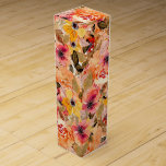 Boite Cadeau Pour Bouteille De Vin Aquarelle Automne Floral<br><div class="desc">Un collage d'élégantes aquarelles d'automne et d'élégantes feuilles d'automne recouvrent cette boîte à vin. CORRESPONDRE des articles dans notre magasin.</div>