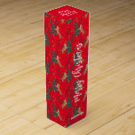Boite Cadeau Pour Bouteille De Vin Arbres de Noël & tigres motif Rouge arrière - plan<br><div class="desc">Ce motif de sapin de Noël en dessins animés colorés avec un arrière - plan rouge personnalisable vous permet de changer les couleurs arrière - plans. Noël,  arbres,  animaux de Noël et autres symboles de Noël.</div>