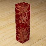 Boite Cadeau Pour Bouteille De Vin Crimson rouge et or Vintage Damas<br><div class="desc">Boite à vin vintage en velours rouge pourpre et faux feuille or floral damassé.</div>