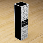 Boite Cadeau Pour Bouteille De Vin Fa Noir et Blanc moderne La La La Christmas<br><div class="desc">Boite à vin moderne de Noël avec un motif moderne de "Fa la la" en typographie fantasque.</div>