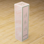 Boite Cadeau Pour Bouteille De Vin Merci de monogramme vert de la plage de vidage<br><div class="desc">Doux blanc aquarelle lavez mariage faveurs. Personnalisez les initiales de mariée et de mariée et la date de Mariage dans le texte vert sage à l'intérieur de la zone verte encadrée géométrique. Mariage Date est écrit en gris foncé. Le Merci est écrit sur le dessus en vert sauge. Design original...</div>