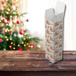 Boite Cadeau Pour Bouteille De Vin Noël rose Brown pain d'épices Maisons Or étoiles<br><div class="desc">Christmas Pink Brown Gingerbread Maisons Gold Stars boîte à vin cadeaux d'emballage.</div>