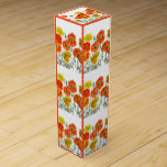 Boite Cadeau Pour Bouteille De Vin Orange rouge Motif à fleurs<br><div class="desc">Plaque de Motif de papier rouge croustillante Watrecolor Fleur. Conçu à partir de mes aquarelles d'origine.</div>