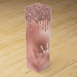 Boite Cadeau Pour Bouteille De Vin Rose métallique Monogramme Parties scintillant ros<br><div class="desc">Monogramme Rose métallique Gold Blush Rose Driving Parties scintillant boîte à vin</div>