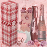 Boite Cadeau Pour Bouteille De Vin Tartan - Rouge profond, Rouge clair et rose pastel<br><div class="desc">Tartan dans le rouge profond,  rouge clair et rose pastel. Autres couleurs disponibles.</div>