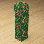 Boite Cadeau Pour Bouteille De Vin Thème de Noël Festif Colorful Motif<br><div class="desc">Une boîte à vin à thème de Noël avec des symboles de vacances colorés dans un motif sans couture est parfait pour envelopper les cadeaux de cette période de vacances.</div>