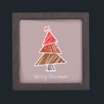 Boîte cadeau Red Sketchy Christmas Tree<br><div class="desc">Joli motif coloré avec des arbres de noël griffés. Un cadeau de Noël parfait.</div>