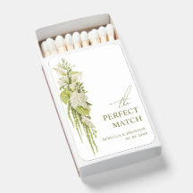 Boîte de Allumettes de Mariage Fleurie Vert Sauge