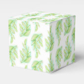 Boite de faveur pour mariage vert feuilles à resso (Verso)
