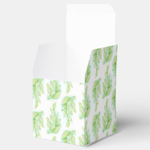 Boite de faveur pour mariage vert feuilles à resso