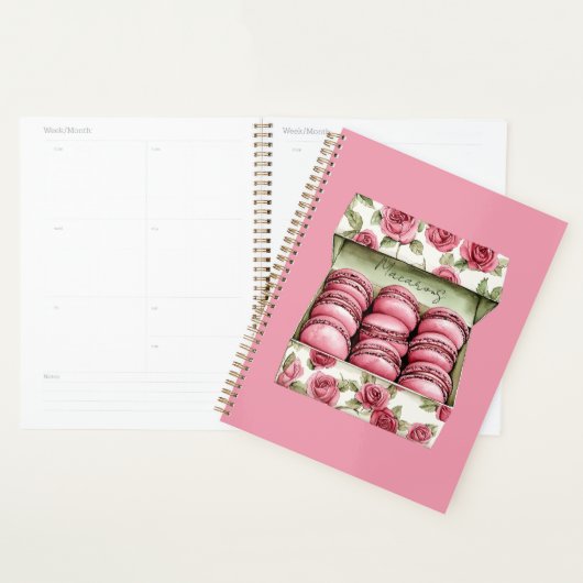 Boîte de Macarons aux Jolies Roses Roses (Devant avec enveloppe)