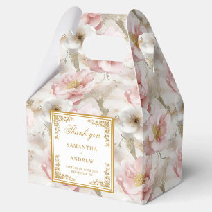 Boite de mariage fleurie en ivoire rose poussiéreu