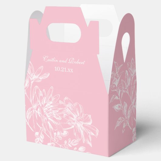 Boite de mariage florale rose vif (Ouvert)