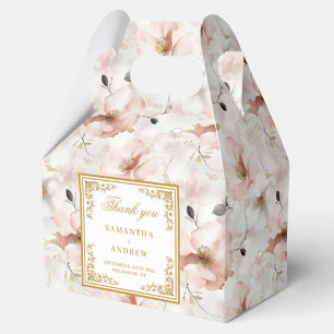 Boite de mariage romantique blush ivoire or floral