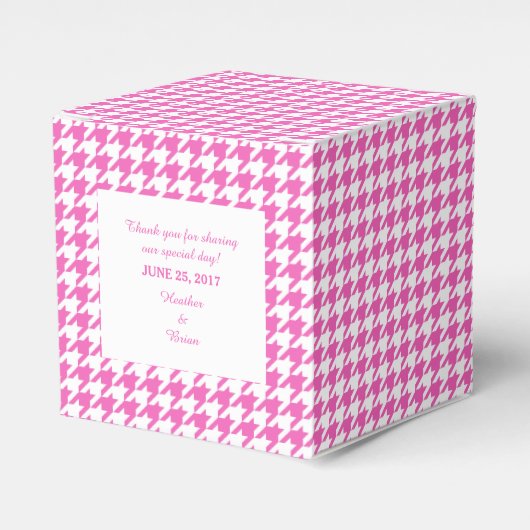 Boite de mariage rose Houndstooth (Verso)