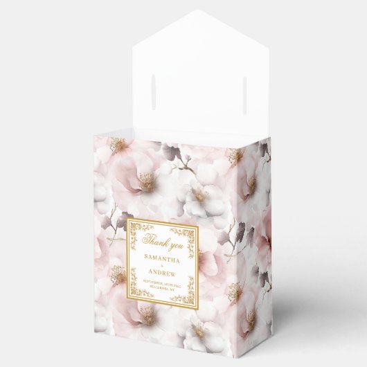 Boite de Merci Mariage en Aquarelle or Blush tenda (Ouvert)