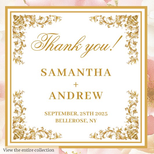 Boite de Merci Mariage en Aquarelle or Blush tenda