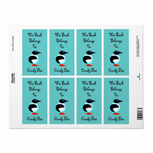 Boite Livre Étiquette Amusant Penguin Bird Neon Cu (Feuille entière)