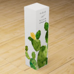 BOITE POUR BOUTEILLE DE VIN DÉSERT D'EAU VERTE MONOGRAMME DE FLEURS CACTUS<br><div class="desc">Si vous avez besoin d'une personnalisation ou d'autres éléments correspondants,  n'hésitez pas à me contacter à l'adresse yellowfebstudio@gmail.com</div>