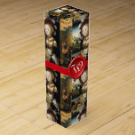 BOITE POUR BOUTEILLE DE VIN JEUNE FILLE, GRAPE VINEYARD RED WAX SEAL MONOGRAS<br><div class="desc">Elégante peinture de raisins suspendus avec ruban bleu.Belle jeune fille blonde en robe magnifique et bijoux en or avec casquette rouge et plumes blanches tenant une assiette remplie de raisins rouges jaunes, vignes, feuilles de chute rouge vert avec un paysage de lac en arrière - plan ( Salome ) par...</div>