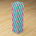 Boite Pour Bouteille De Vin Style Art Déco Triangles Long<br><div class="desc">Motif géométrique chic avec un motif art déco. Les couleurs sont bleu fleur de maïs,  turquoise,  rose foncé et blanc.</div>