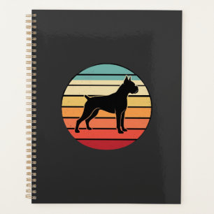 Boîte Rétro Vintage Chien Boxer Silhouette Coucher