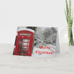 Boîte téléphonique dans la neige Carte de Noël