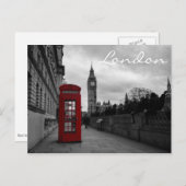 Boîte téléphonique rouge dans la carte postale de  (Devant / Derrière)