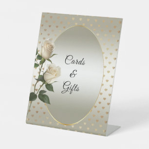 Boîtes à coeur d'or de Roses blanches Signes