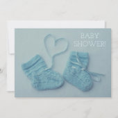 Boites bébé bleu, douche photo invitation (Devant)