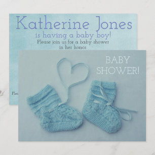 Boites bébé bleu, douche photo invitation