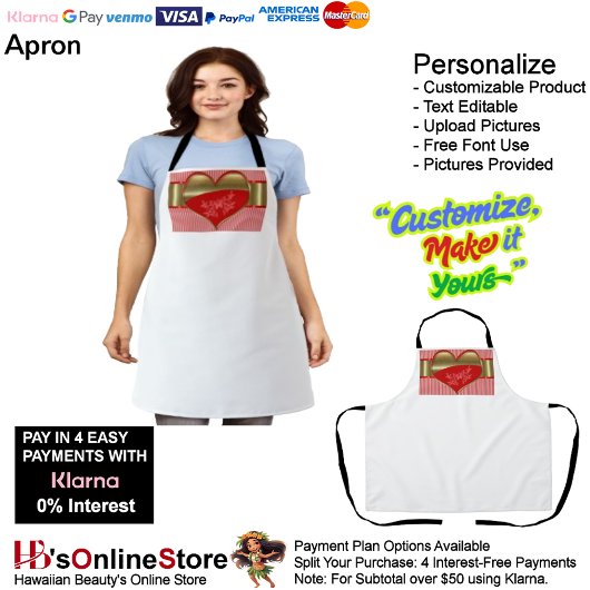 Boîtes de coeur Imprimer tablier avec Arrière - pl