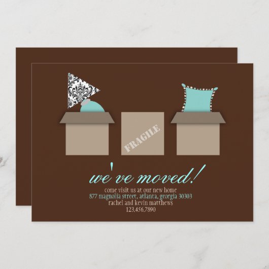 Boîtes de déplacement stylées Faire-part de déplac (Devant / Derrière)