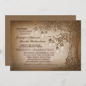 Boites de mason brun rustique invitations à un mar (Devant / Derrière)