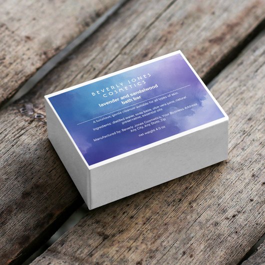 Boîtier à savon bleu et violet étiquette