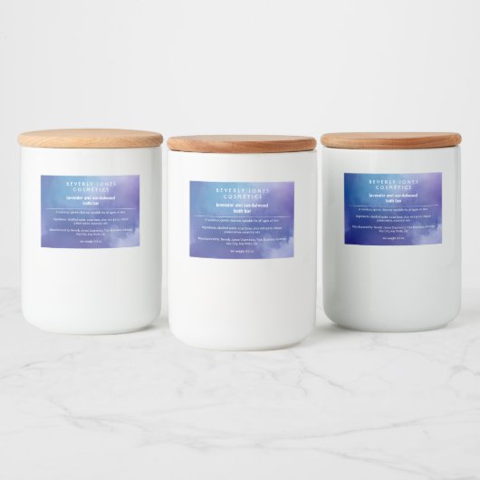 Boîtier à savon bleu et violet étiquette (Bouteilles)