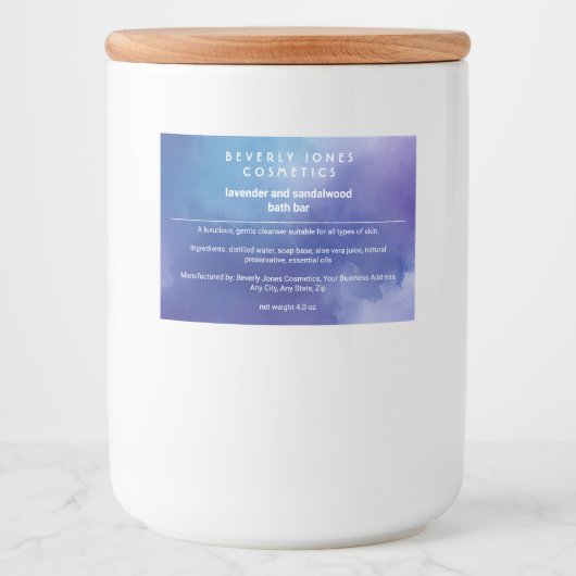 Boîtier à savon bleu et violet étiquette (Devant)